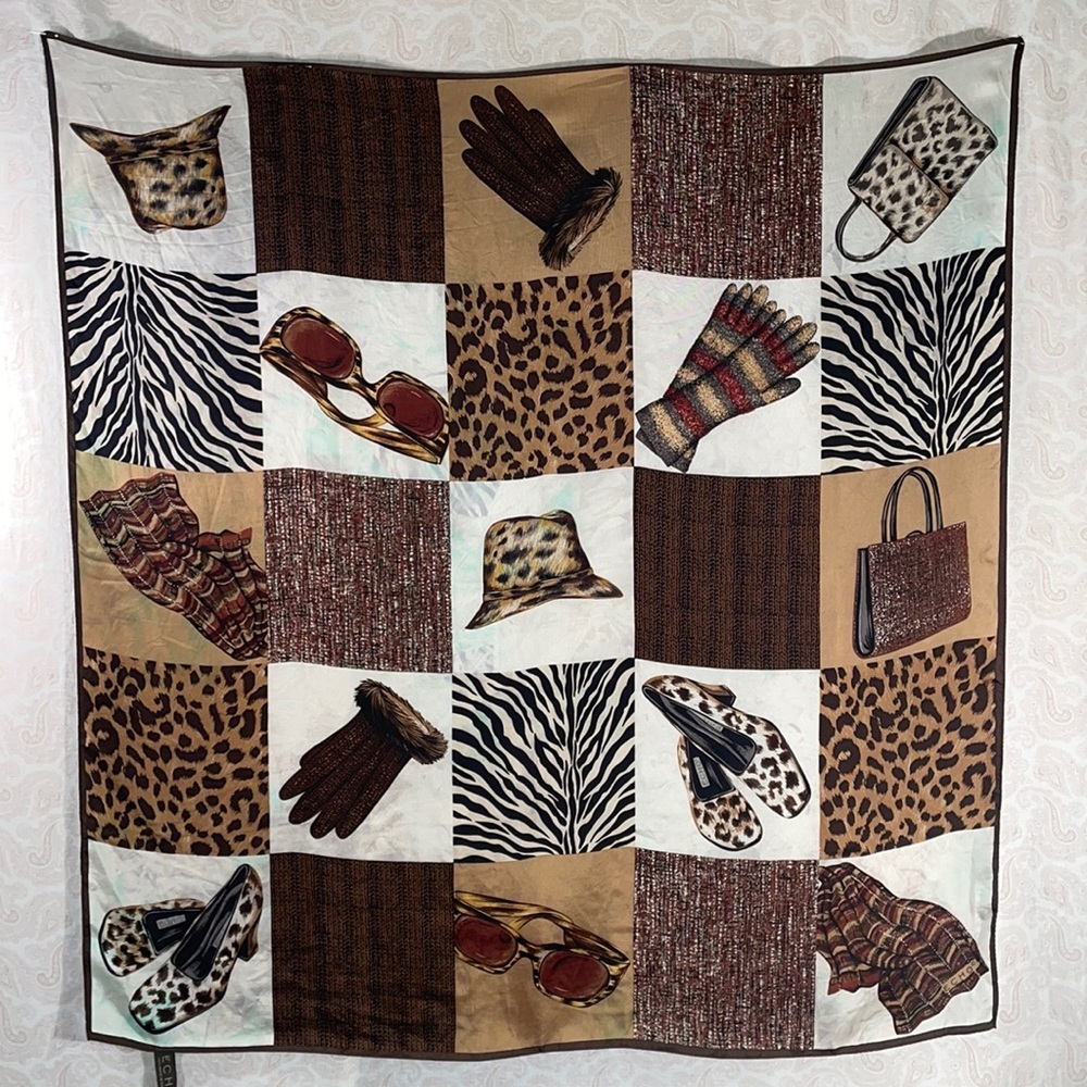 Echo 100% Silk fashion themed scarf 33.5”x36”